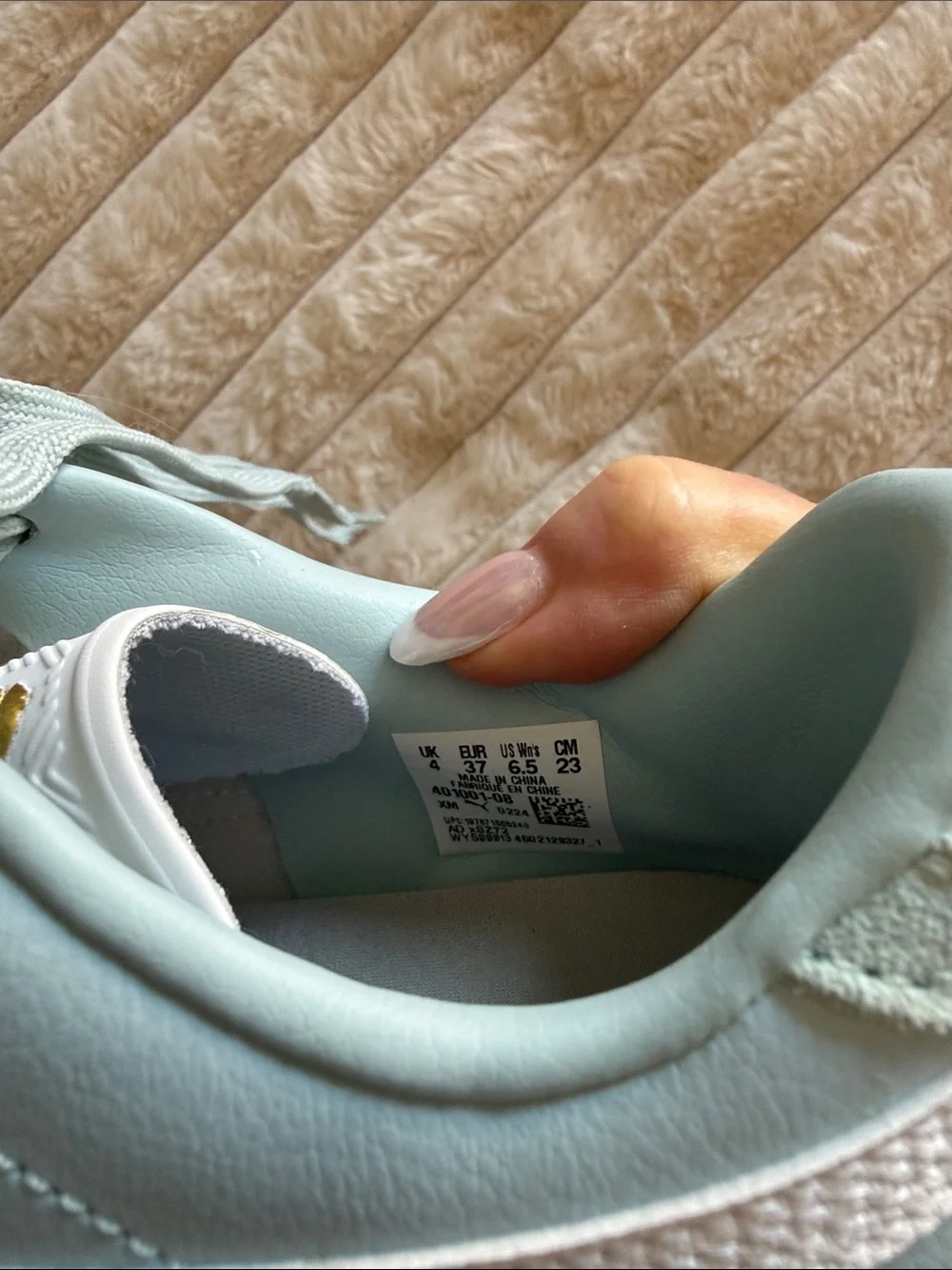 Puma Womens Light Blue White Suede Lace-Up Athletic Sneakers